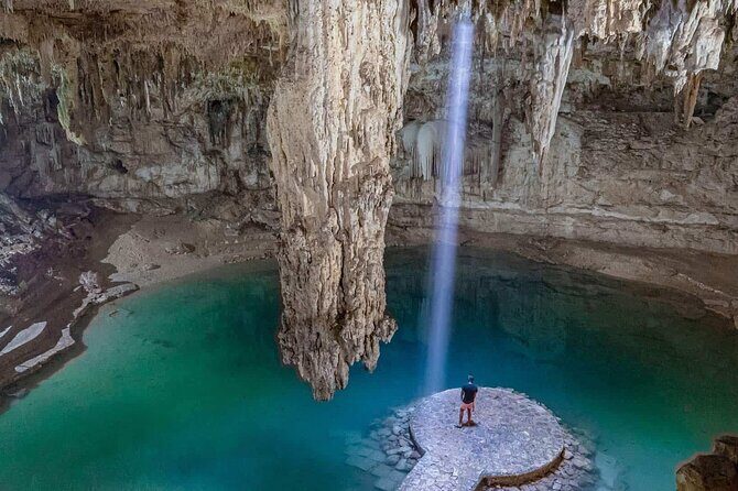 Chichen Itza + Cenote Suytun & Cenote Ik Kil + Valladolid - Suytun Cenote: Underground Light and a Photo-Friendly Platform